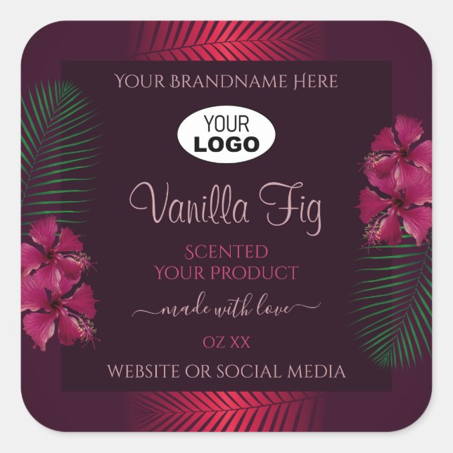 Burgundy Étiquettes Hawaii Fleurs Feuille Logo (Devant)
