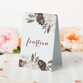 Burgundy Fall Floral Elegante Hochzeit Tischaufsteller