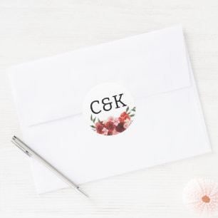 Burgundy Fall Floral Wedding Classic Class Runder Aufkleber