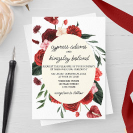 Burgundy Fall Floral Wedding Einladung