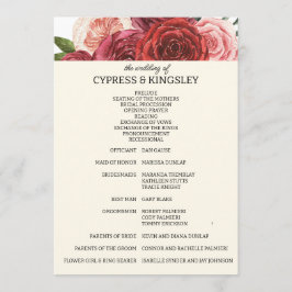 Burgundy Fall Floral Wedding Program Programm