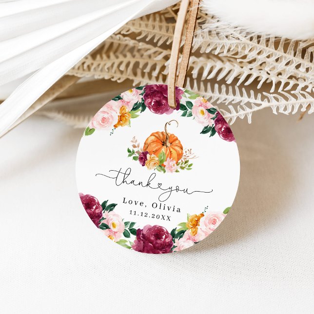 Burgundy Fall florale Little Kürbis vielen Dank Geschenkanhänger (Von Creator hochgeladen)
