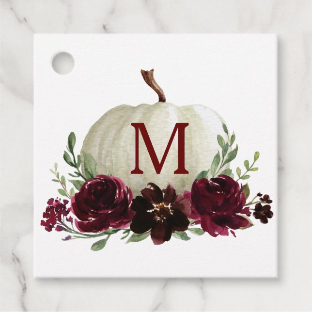 Burgundy Fall Pumpkin Vielen Dank für Ihre Unterst Geschenkanhänger (Vorderseite)