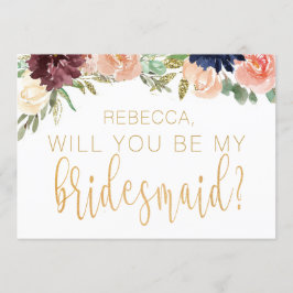 Burgundy Fall-Themed werden Sie meine Bridesmaid s Einladung