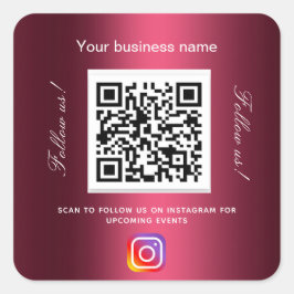 Burgundy Firmenname qr Codeinstagramm Quadratischer Aufkleber