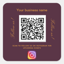 Burgundy Firmenname qr Codeinstagramm Quadratischer Aufkleber