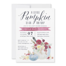 Burgundy Floral & Autumn Pumpkin Baby Shower