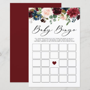 Burgundy Floral Baby Bingo Baby Showspiel