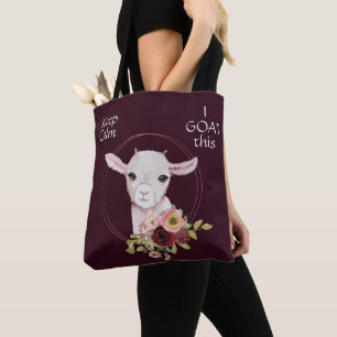 Burgundy Floral Baby Goat Tasche