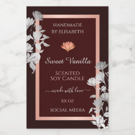 Burgundy Floral Blume Produktverpackungen Etikette Lebensmitteletikett