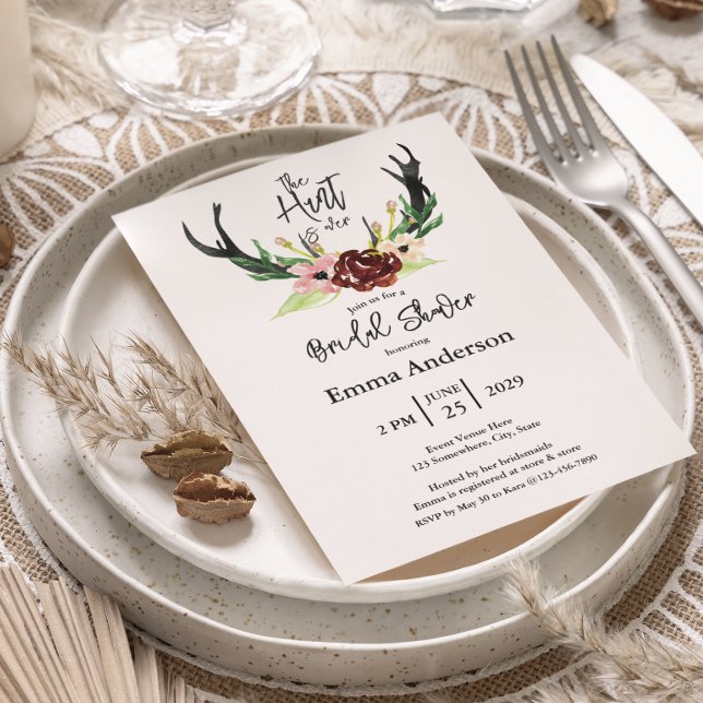 Burgundy Floral Boho Hunt ist über Brautparty Einladung (Von Creator hochgeladen)