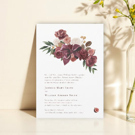 Burgundy Floral Botanical Wedding Invitation Einladung