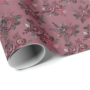 Burgundy Floral Bouquet auf Smyrna Lila Geschenkpapier