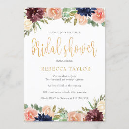 Burgundy Floral Brautparty Einladung