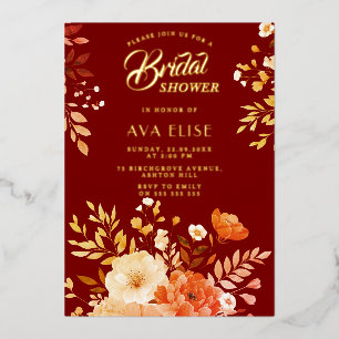 Burgundy Floral Brautparty Folieneinladung