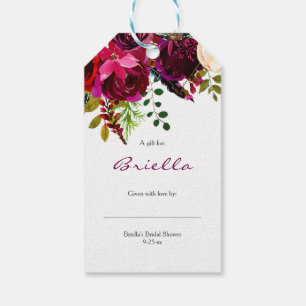 Burgundy Floral Brautparty ohne Verpackung Geschen Geschenkanhänger