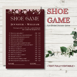 Burgundy Floral Bridal Shower Shoe Game