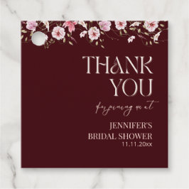 Burgundy Floral Bride in Bloom Bridal Shower Geschenkanhänger