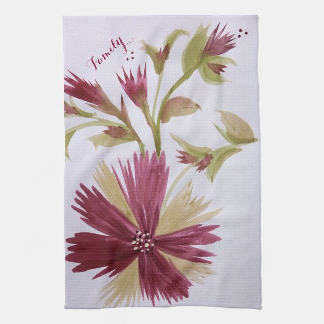 Burgundy Floral Designer Handtuch (Vertikal)
