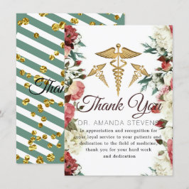 Burgundy Floral Doctor Danke Karte