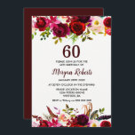 Burgundy Floral Elegant 60. Geburtstagsparty Einla Einladung<br><div class="desc">Burgundy Floral Elegant 60. Geburtstagsparty Einladung Siehe Matching Sammlung in Nest und Nest Store</div>