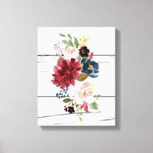 Burgundy Floral Elegant Rustikal Leinwanddruck