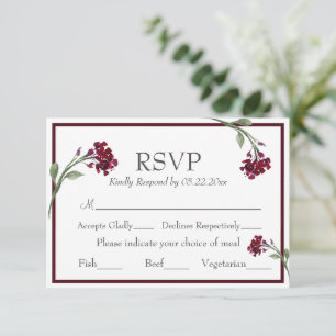 Burgundy Floral Elegant Rustique Aquarelle RSVP