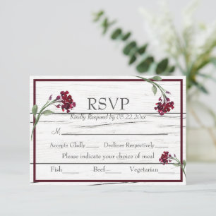 Burgundy Floral Elegant Rustique Aquarelle RSVP