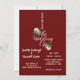 Burgundy Floral Elegante Hochzeit Einladung