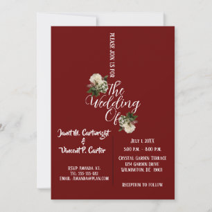 Burgundy Floral Elegante Hochzeit Einladung