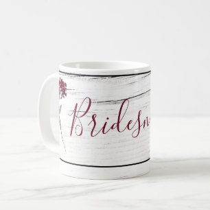 Burgundy Floral Elegante Rustikale Brautjungfrau Kaffeetasse