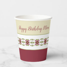 Burgundy Floral Gemustert Pappbecher