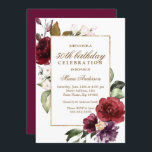 Burgundy Floral Gold 50. Geburtstagsparty Einladung<br><div class="desc">Burgundy Floral Gold 50. Geburtstagsparty Einladung Siehe Matching Sammlung in Nische- und Nestladen</div>