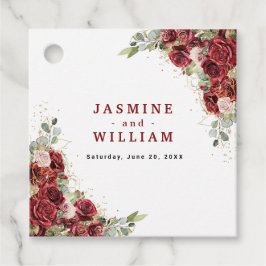 Burgundy Floral Gold Geometric Wedding Geschenkanhänger