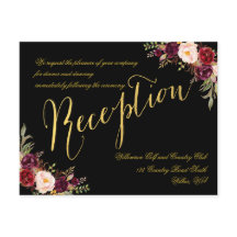 Burgundy Floral Gold Glam Black Wedding Empfang