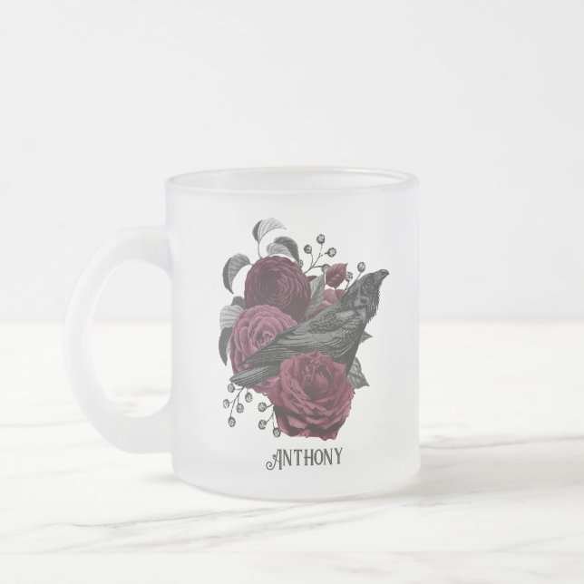Burgundy Floral Gothic Mattglastasse (Links)