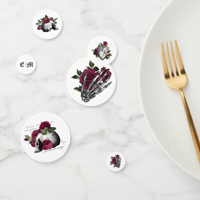 Burgundy Floral Gothic Wedding Konfetti (Gruppe)