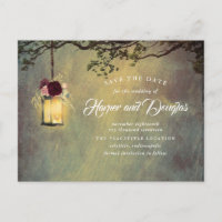 Burgundy Floral Hanging Lantern Save the Date