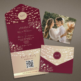 Burgundy Floral Hochzeit im Herbst All In One Einladung