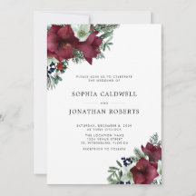 Burgundy Floral Holiday Greenerie Winter Wedding