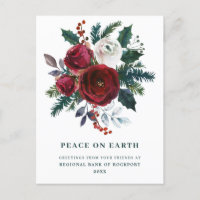 Burgundy Floral Holly Corporate Christmas