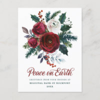 Burgundy Floral Holly Corporate Christmas