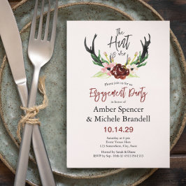 © Burgundy Floral Hunt is Over Engagement Party Einladung