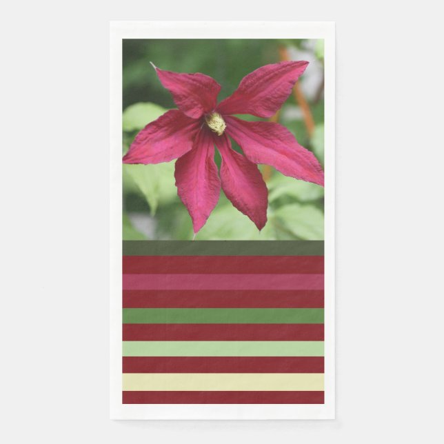 Burgundy Floral Modernes Floral Serviette (Vorderseite)