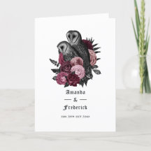 Burgundy Floral Owls Gothic Wedding