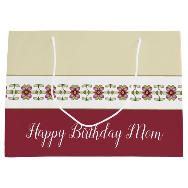 Burgundy Floral Pattern Große Geschenktüte (Vorderseite)