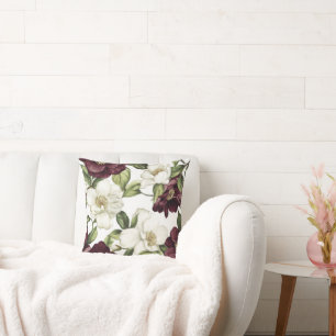 Burgundy Floral Pattern Kissen