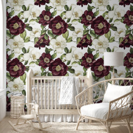 Burgundy Floral Pattern Tapete