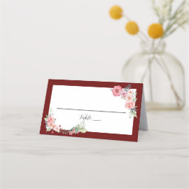 Burgundy Floral Platzkarte