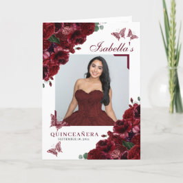 Burgundy Floral Quinceanera Tiara Butterflies Programm